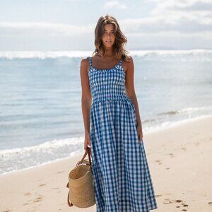 Steele Blue Gingham Midi Dress XL